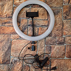 Кільцева світлодіодна LED лампа Ring Light діаметром 26 см для Селфі кільце підсвічування для блогера (Живі, фото 2