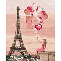 Картина по номерам 40х50 см. Розовый  Париж. Идейка. КНО4761