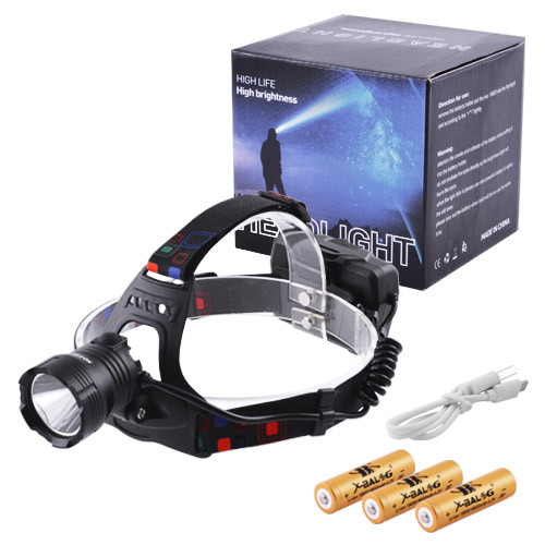 Ліхтар XQ-219-HP50/ 3*18650/ ЗУ MicroUSB /P50 LED/ Zoom/ Кріплення на голову