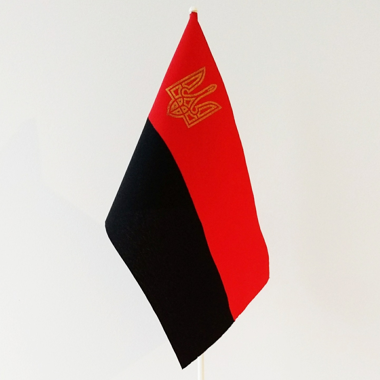 Флажок (прапорець) ОУН-УПА с гербом на подставке , габардин , 14*23 см. - фото 2 - id-p1295209412