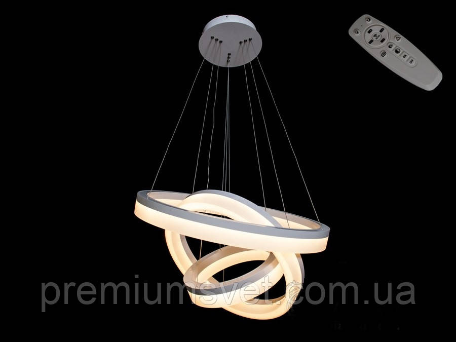 Люстра-кільця на натяжній стелі 8123-600+450+300GR dimmer, фото 1