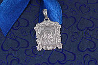 Ладанка Xuping Jewelry квадратная класическая огранка Богородица с младенцем 2 см серебристая