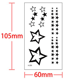 Флеш Тату. 11*6 См. Тимчасова, Перевідна, Набір, Мінімалізм, Зірки, X-233 (S), Ч/Б