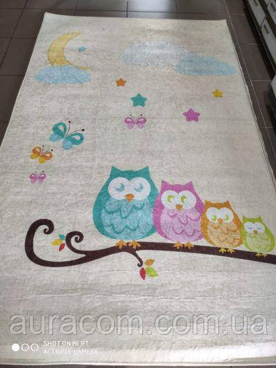 Білий килим із совами, Chilai, 100х160 см, Туреччина, фото 1