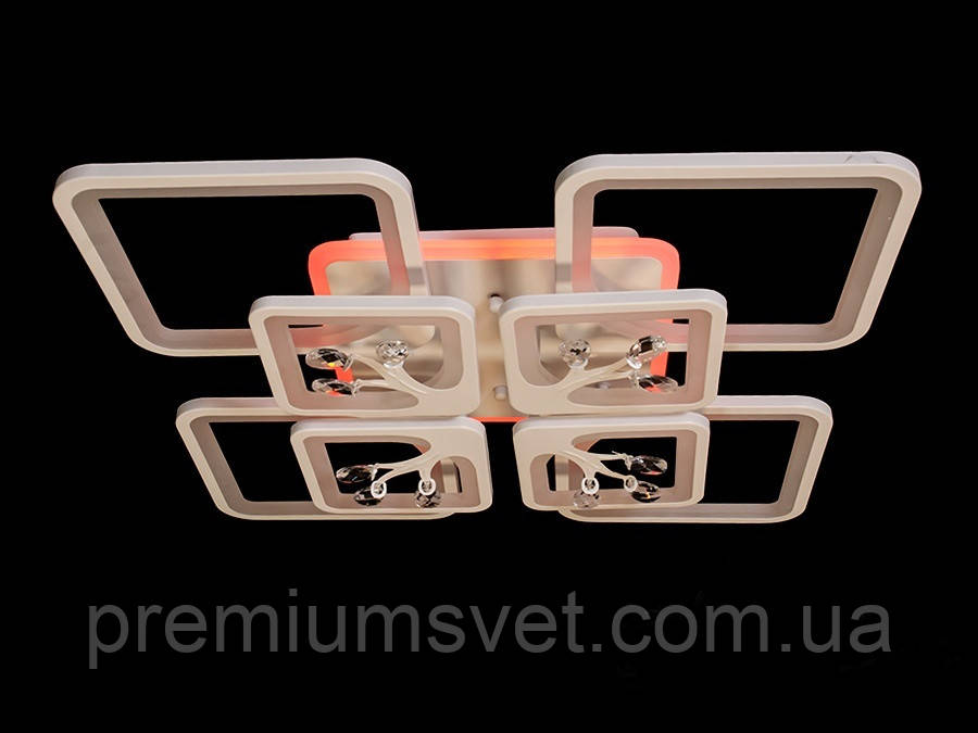 Люстра стельова на білій основі 8157/4+4 WH LED 3color dimmer