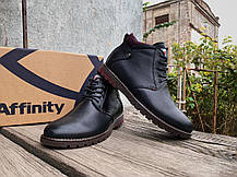 Чоловічі зимові шкіряні черевики Affinity Black/Bordo чорні з бордовими вставками, фото 6