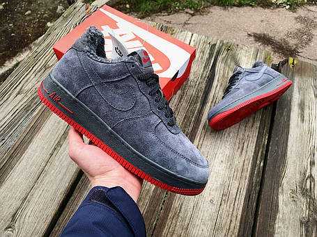 Чоловічі зимові кросівки Nike Air Force C1807 Low на хутрі утеплені, фото 1