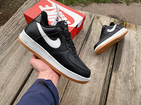 Чоловічі зимові шкіряні кросівки Nike Air Forceacet07 Low на хутрі водонепроникні, фото 1