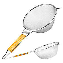 Сито універсальне з дерев'яною ручкою D21,5см висота 9см ручка 20см ( нерж.
