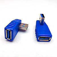 Переходник штекер USB A - гнездо USB A, угловой, v.3.0 Blue (Type 2L)