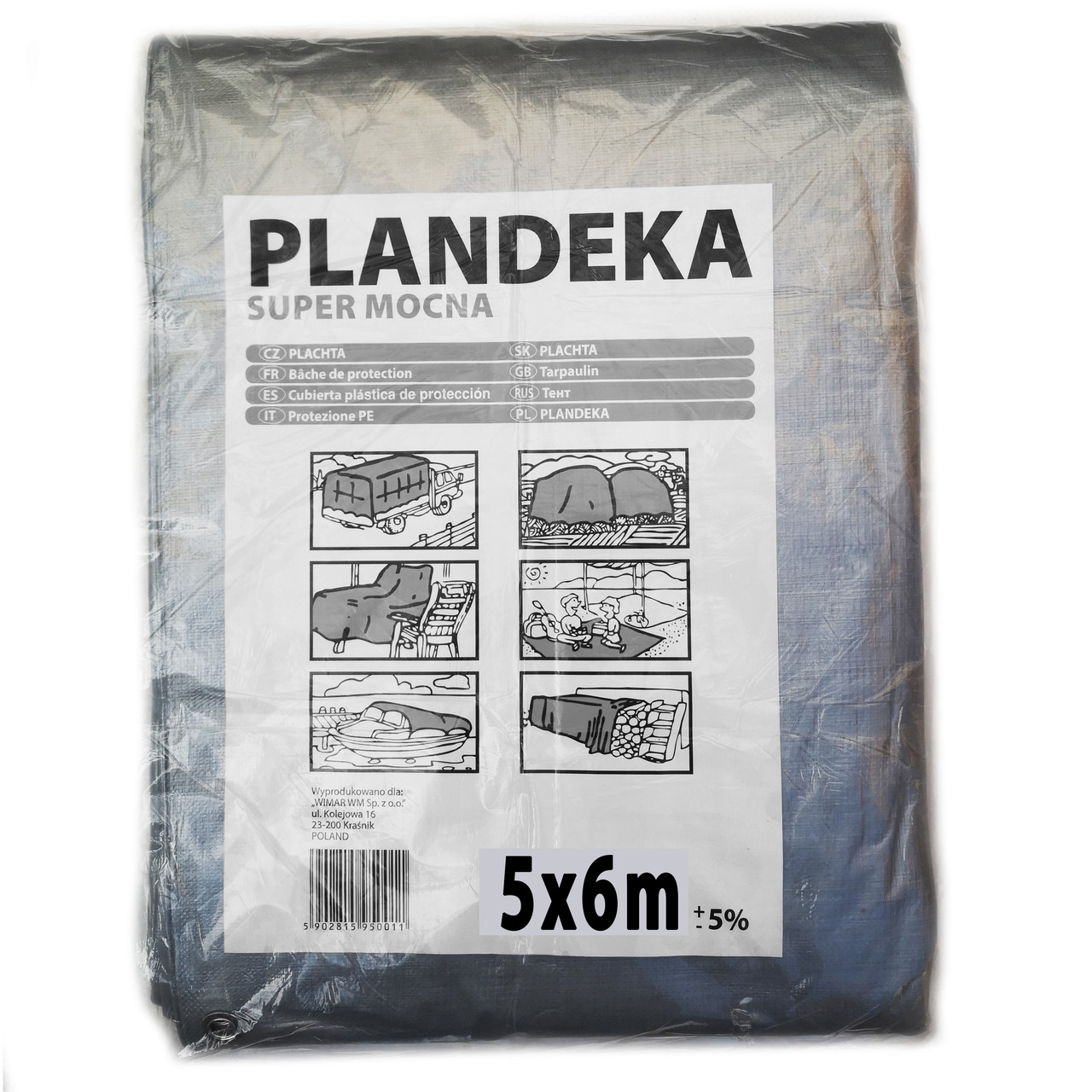 Тент від дощу і снігу "Plandeka" 100g\m2 - 5х6м. Ламінована з кільцями. Пологи