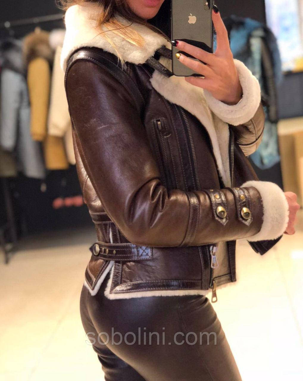 Шкіряна жіноча дублянка, фото 1