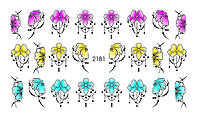 Водный Слайдер дизайн фото дизайн плоский для ногтей с яркой печатью цветы с бусинками