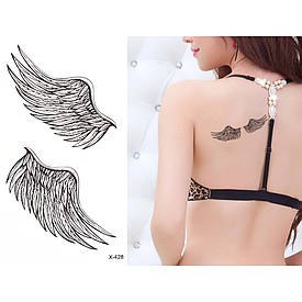 Флеш Тату. 11*6 См. Тимчасова, Перевідна. Крила, X-428 (S), Ч/Б