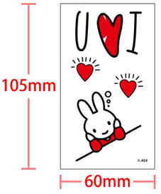 Флеш Тату. 11*6 См. Тимчасова, Перевідна. Набір, I Love You, Серця, Кролики, X-464 (S), Кольорові