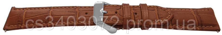 Світло коричневий шкіряний ремінець для наручних годинників з фактурою під крокодила, 20 мм (18 мм)