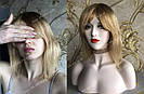 Натуральна жіноча перука золотиста з чубчиком, натуральне волосся, фото 5