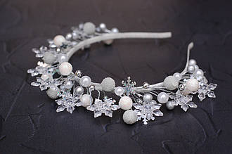 Обруч для волосся / обруч на голову сніжинка сріблястий 246