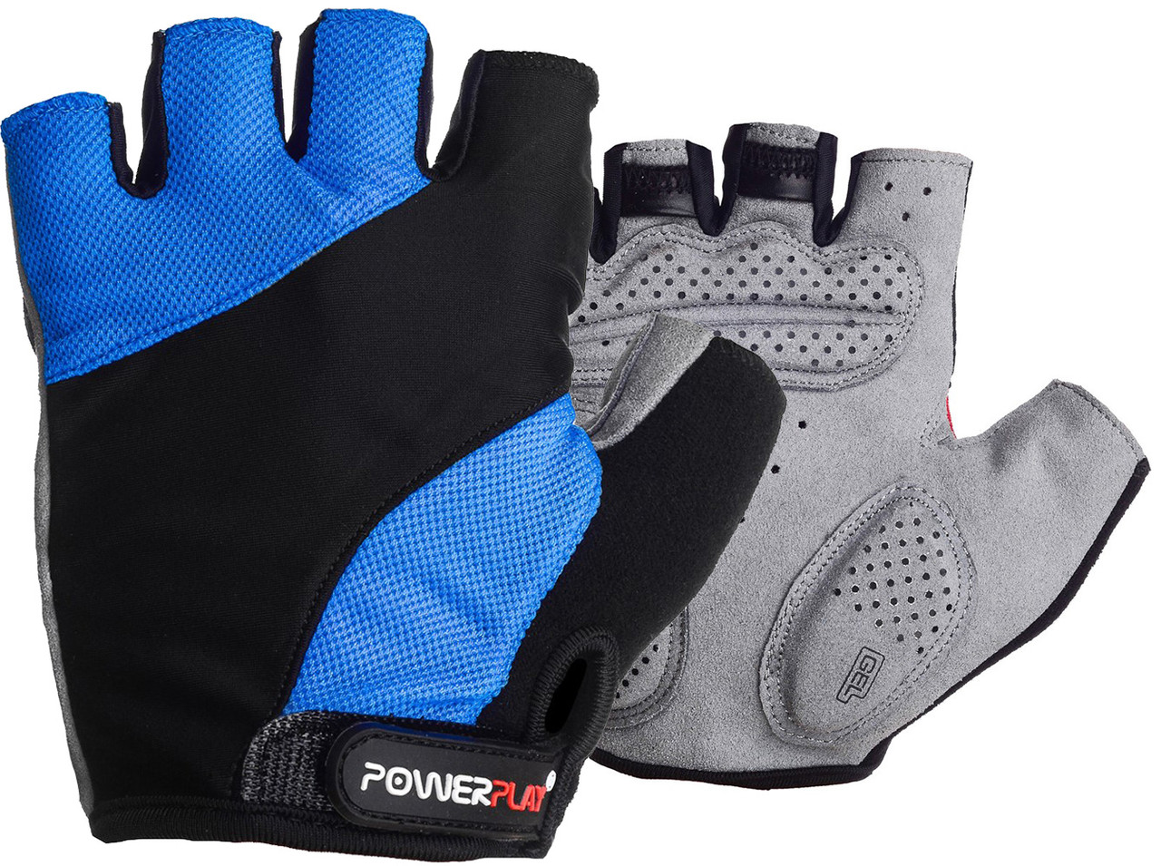 Велорукавички PowerPlay 5041 B Чорно-блакитні XXL