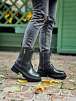 Черные ботинки высокие Баленсиага Трактор без меха матовые. Боты женские Balenciaga Tractor Boots.