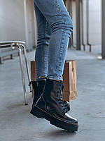 Осінні Мартинсы Жадон Блек. Жіночі черевики Dr Martens Jadon Black чорні туфлі БЕЗ ХУТРА