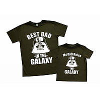 Парные футболки Family Look. Папа и сын Парные футболки с принтом "Best Dad in the galaxy. My dad Rule Push IT