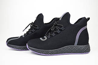 Ботинки текстильные V.I. konty 86791 Черно-фиолетовые 37, фото 3