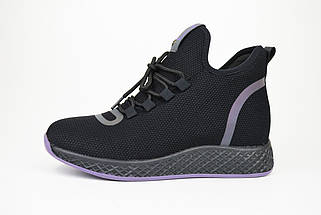 Ботинки текстильные V.I. konty 86791 Черно-фиолетовые 37, фото 4