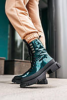 Ботинки демисезонные темно-зеленые женские BOTH Gao High Boots Dark Green. Стильные боты Боз Гао для девушек