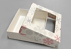 Коробка картонна для цукерок без вставки 110*110*37 (сніжинка)
