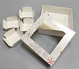 Упаковка для цукерок ручної роботи з вставками новорічна 110*110*37 зима, фото 2
