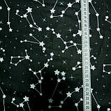 Бязь сузір'я білі на чорному, ш. 160 см, фото 2