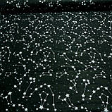 Бязь сузір'я білі на чорному, ш. 160 см, фото 3