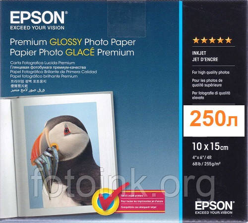 Фотопапір Epson глянцевий Premium Glossy, 255g/m2, 10х15, 250 аркушів, фото 2