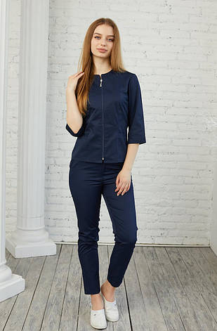 Жіноча медична куртка топ М'ята синій - Одяг косметолога, фото 1