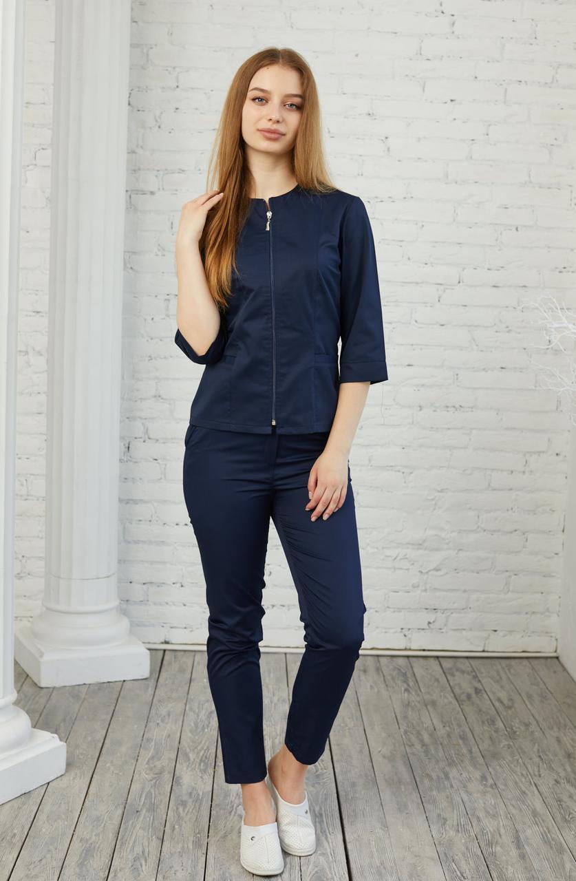 Жіноча медична куртка топ М'ята синій - Одяг косметолога