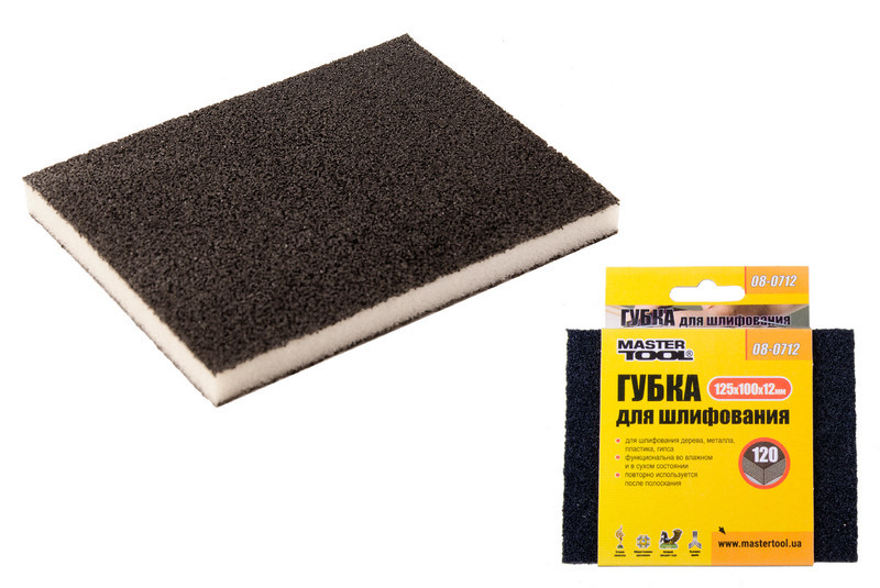 Губка для шліфування СОФТ Р120 125*100*12 мм MASTER TOOL 08-0712, фото 1