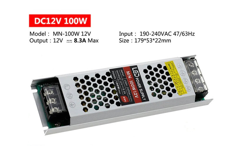 Блок живлення LEDTech 12v 8,3а 100 Вт "ultra thin" в алюмінієвому корпусі. Преміум. Гарантія 3 роки
