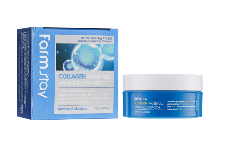 Гідрогелеві патчі для шкіри навколо очей FarmStay Water Full Hydrogel Eye Patch з колагеном, 60 шт