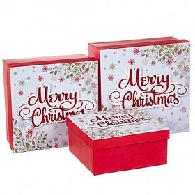 Набір із 3 коробок "Merry Christmas" білий20*20*9,5 (8211-007)