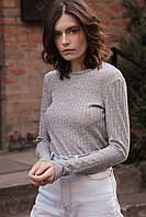 Джемпер жіночий теплий трикотажний бавовняний Vivioji Сірий розмір S (12551)