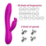 Подвійний фаллоімітатор вібратор для жінок Кролик вібратор для клітора Великий жіночий вібратор ділдо фалос, фото 7