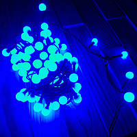 Гирлянда светодиодная новогодняя матовые шарики маленькие LED Xmas 100 B-6-2 синий диод (Реальные Фото Видео)
