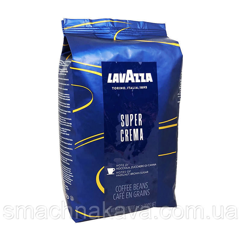 Кава в зернах Lavazza Super Crema 1 кг Італія оригінал 60% арабіка