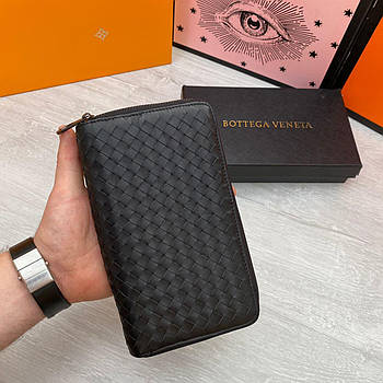 Шкіряний гаманець Bottega Veneta на дві блискавки