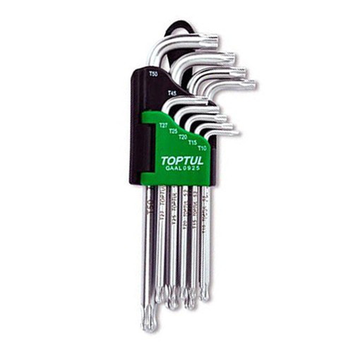 Набір ключів TORX Р-обр. довгих TOPTUL T10-T50 9ед. з отвором і кулею GAAL0925