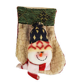 Новорічний чобіток для подарунків Снеговичок, Білий