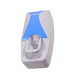 Дозатор зубної пасти тримач зубних щіток настінний, блакитний, фото 2