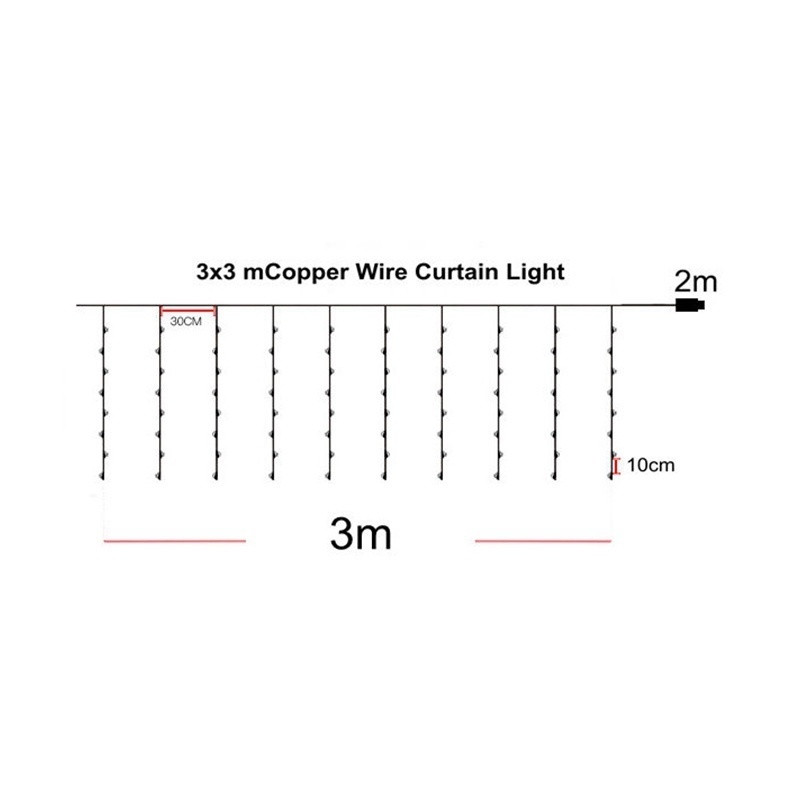 Гирлянда Штора Светодиодная LTL 3х3 Метра 300 LED 220v Холодный Белый - фото 2 - id-p1295788818