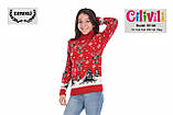Новорічний теплий светр на дівчаток 11-15 років Милі олені, фото 2